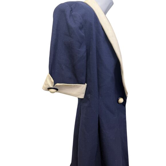 Vtg Cynthia Howie Sz 6 Wrap Dress knee short Sleeve Navy Blue School Girl navy - Picture 2 of 6